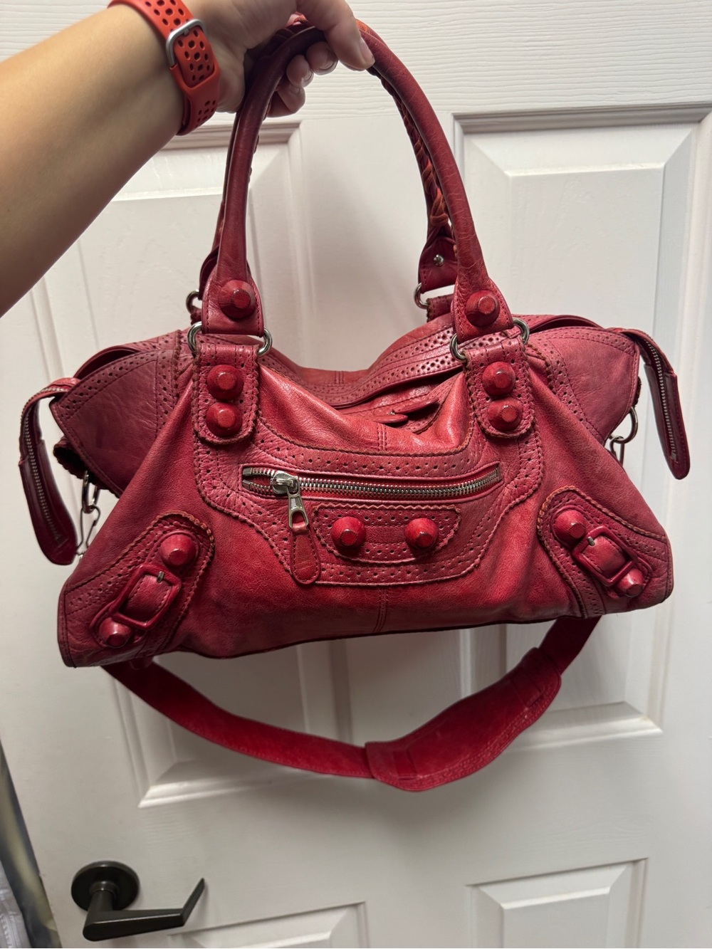 Balenciaga Giant Covered Brogues Part Time Red Leather Bag Vintage